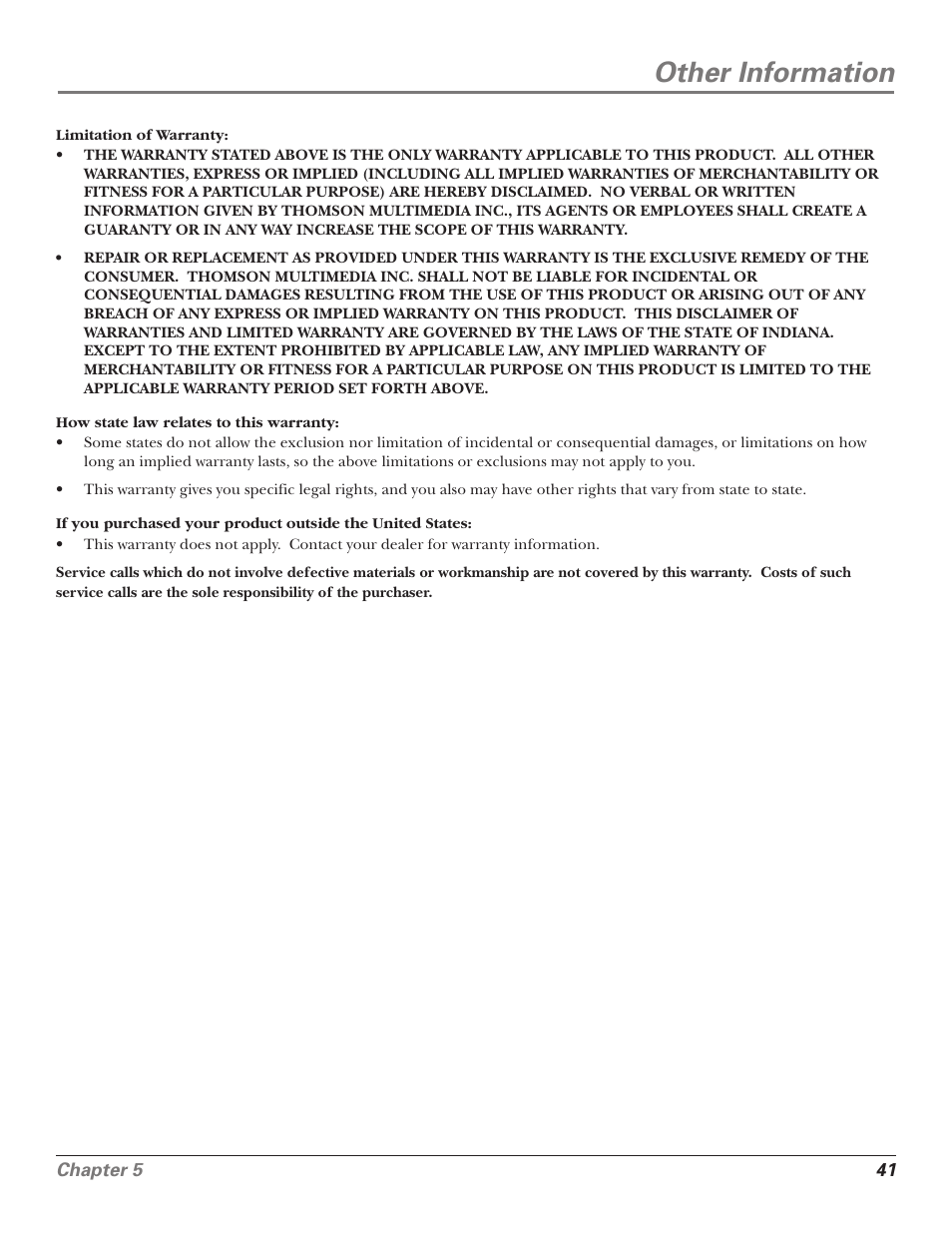 Other information | RCA F25339 User Manual | Page 43 / 48