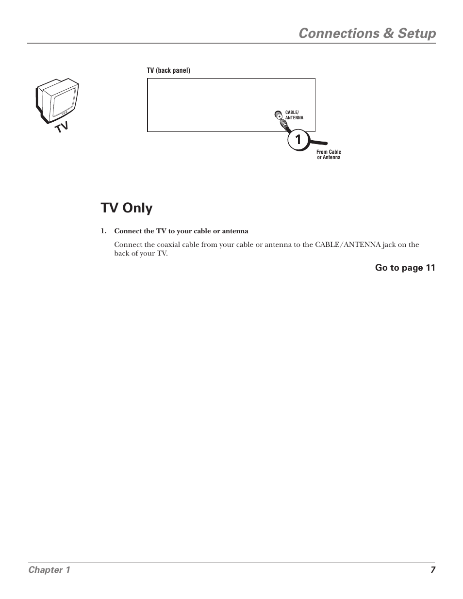 Connections & setup, Tv only | RCA F25339 User Manual | Page 9 / 48