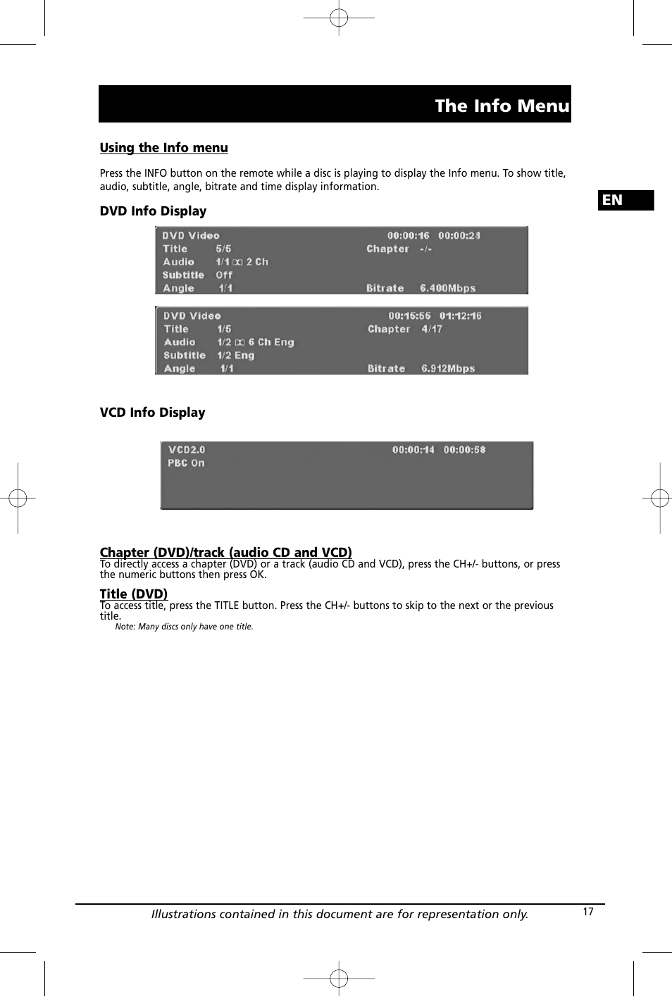 The info menu | RCA RTD260 User Manual | Page 19 / 38