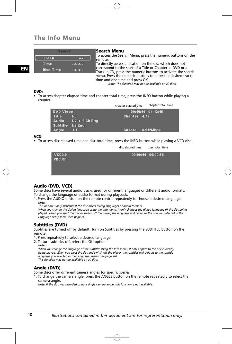 The info menu | RCA RTD260 User Manual | Page 20 / 38