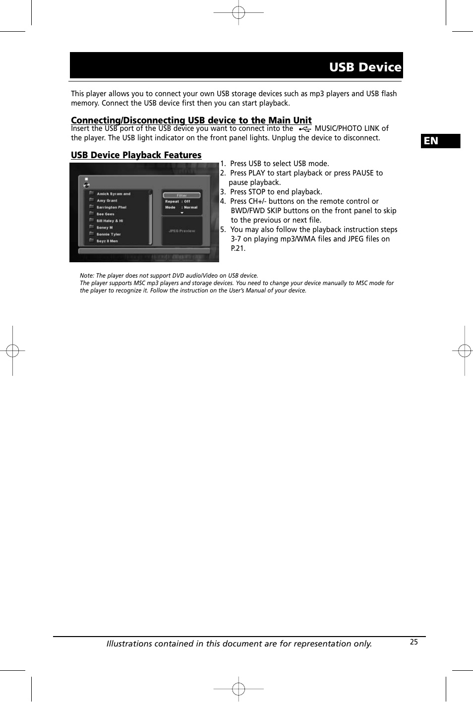 Usb device | RCA RTD260 User Manual | Page 27 / 38