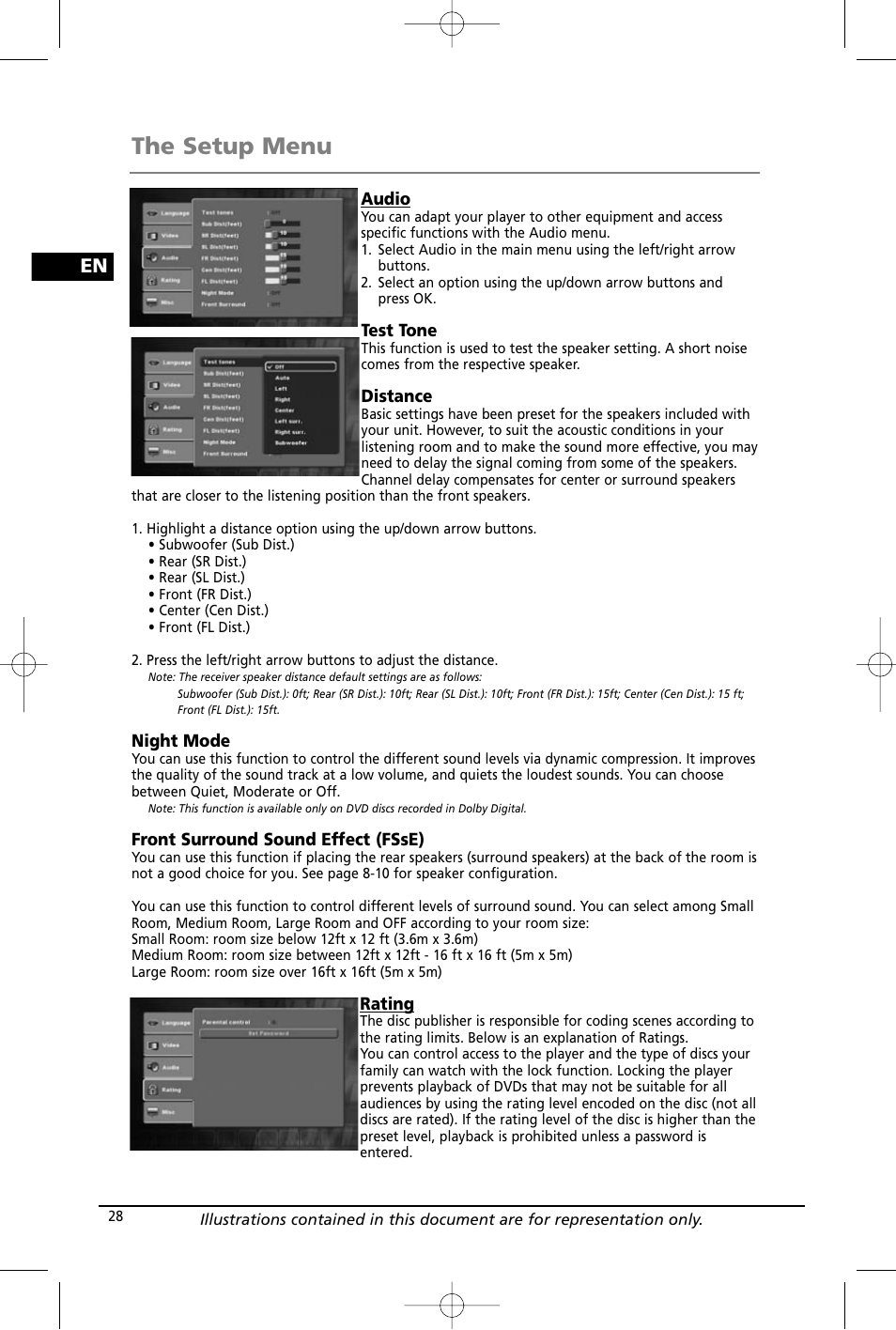 The setup menu | RCA RTD260 User Manual | Page 30 / 38