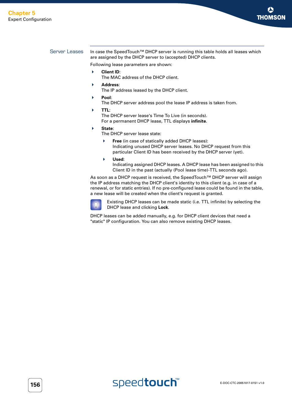 Server leases, Chapter 5 | RCA 605 User Manual | Page 166 / 208