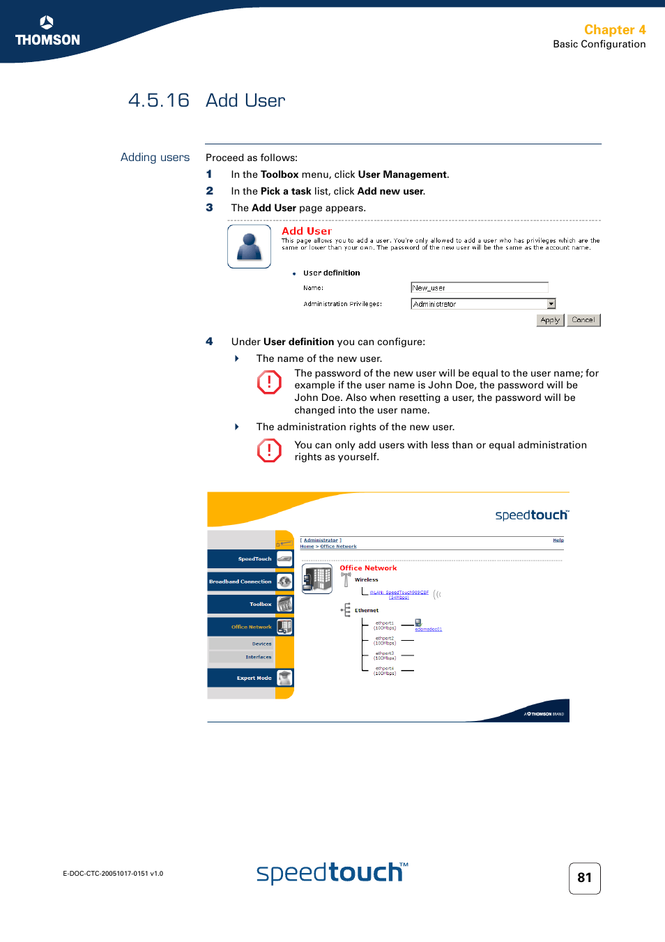 16 add user, Adding users, Add user | RCA 605 User Manual | Page 91 / 208