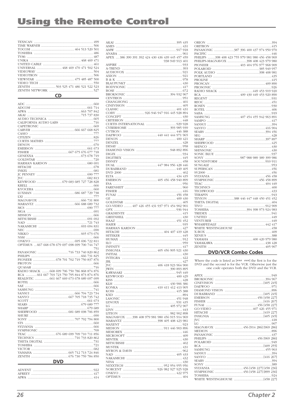 Using the remote control, 26 chapter 2 | RCA L32WD23 User Manual | Page 26 / 48