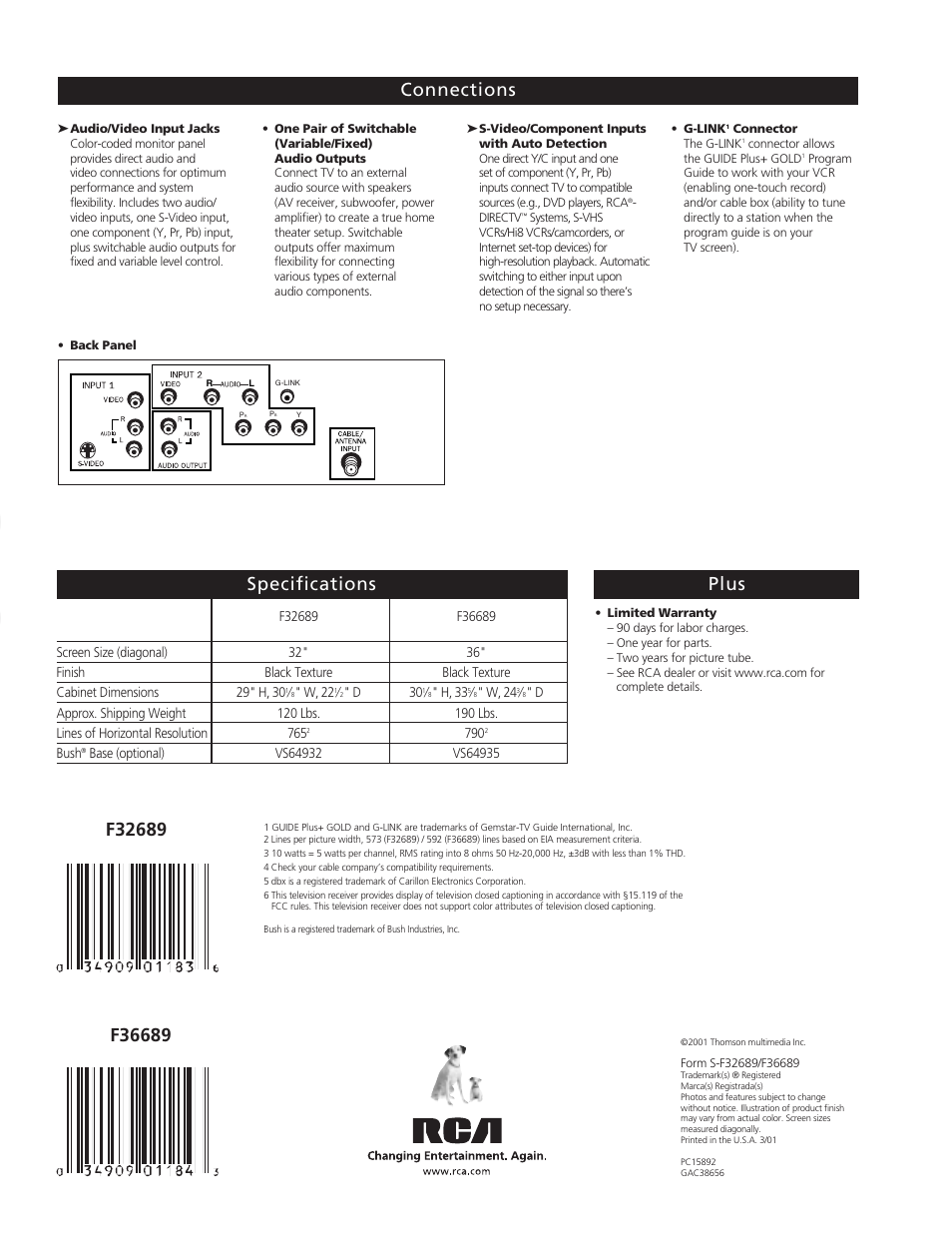 Te levi s io n | RCA F32689 User Manual | Page 4 / 4