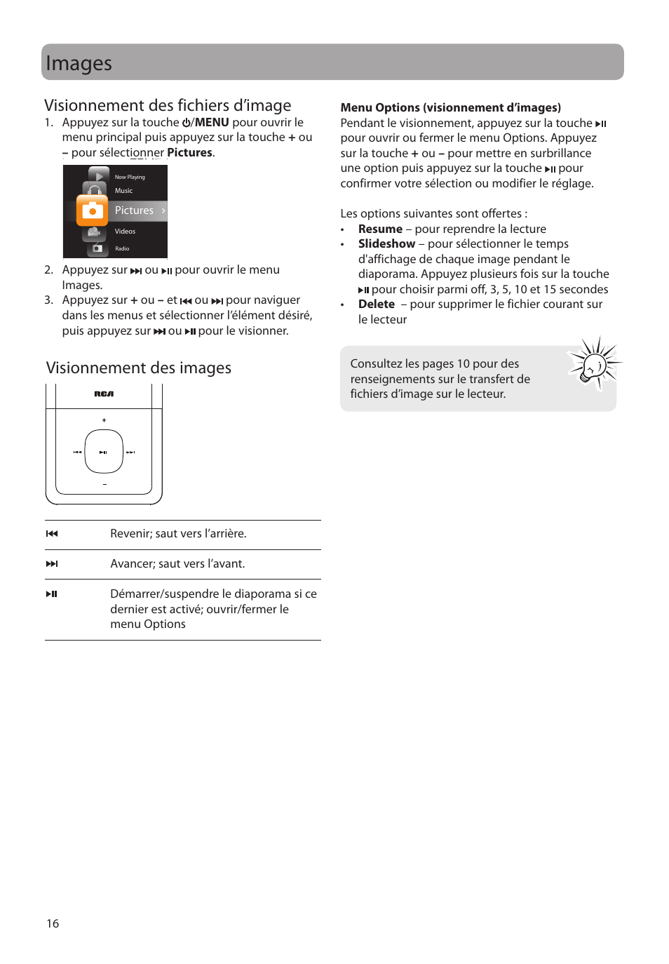 Images, Visionnement des fichiers d’image, Visionnement des images | RCA MC4308 User Manual | Page 74 / 87