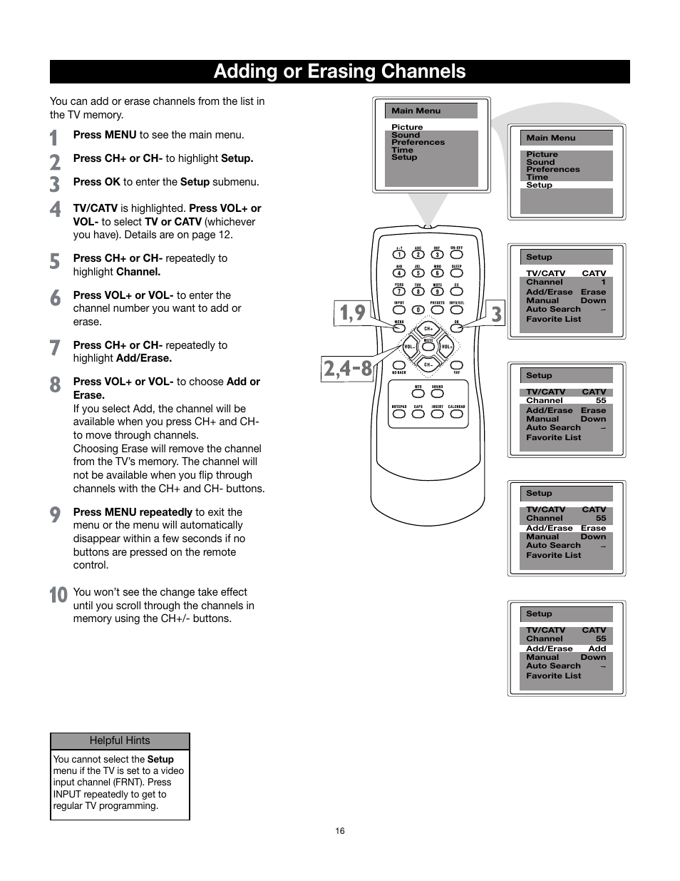 Adding or erasing channels | RCA 32v432T User Manual | Page 17 / 40