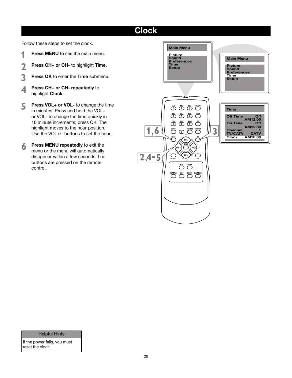 Clock | RCA 32v432T User Manual | Page 21 / 40