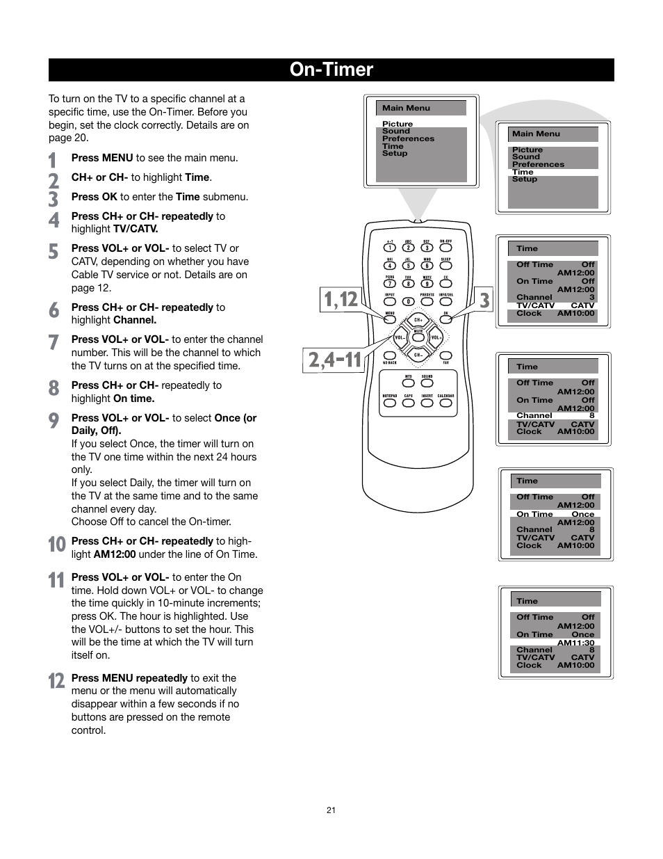 On-timer | RCA 32v432T User Manual | Page 22 / 40