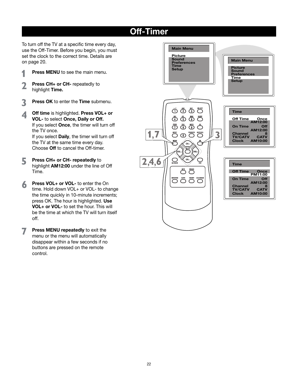 Off-timer | RCA 32v432T User Manual | Page 23 / 40