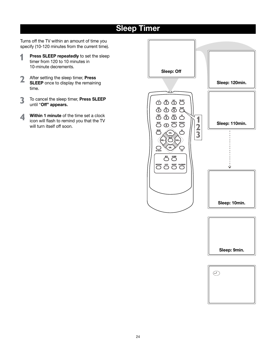 Sleep timer | RCA 32v432T User Manual | Page 25 / 40