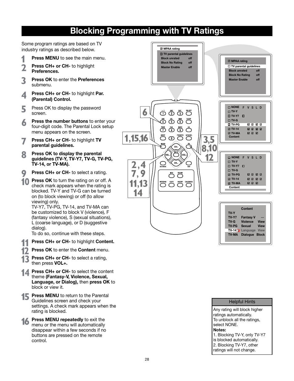 Blocking programming with tv ratings | RCA 32v432T User Manual | Page 29 / 40