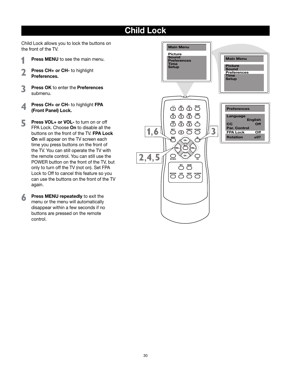 Child lock | RCA 32v432T User Manual | Page 31 / 40