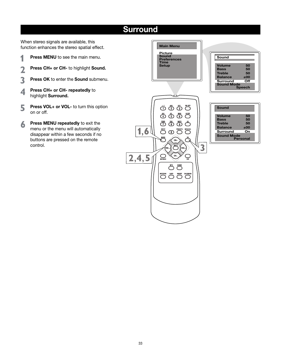 Surround | RCA 32v432T User Manual | Page 34 / 40