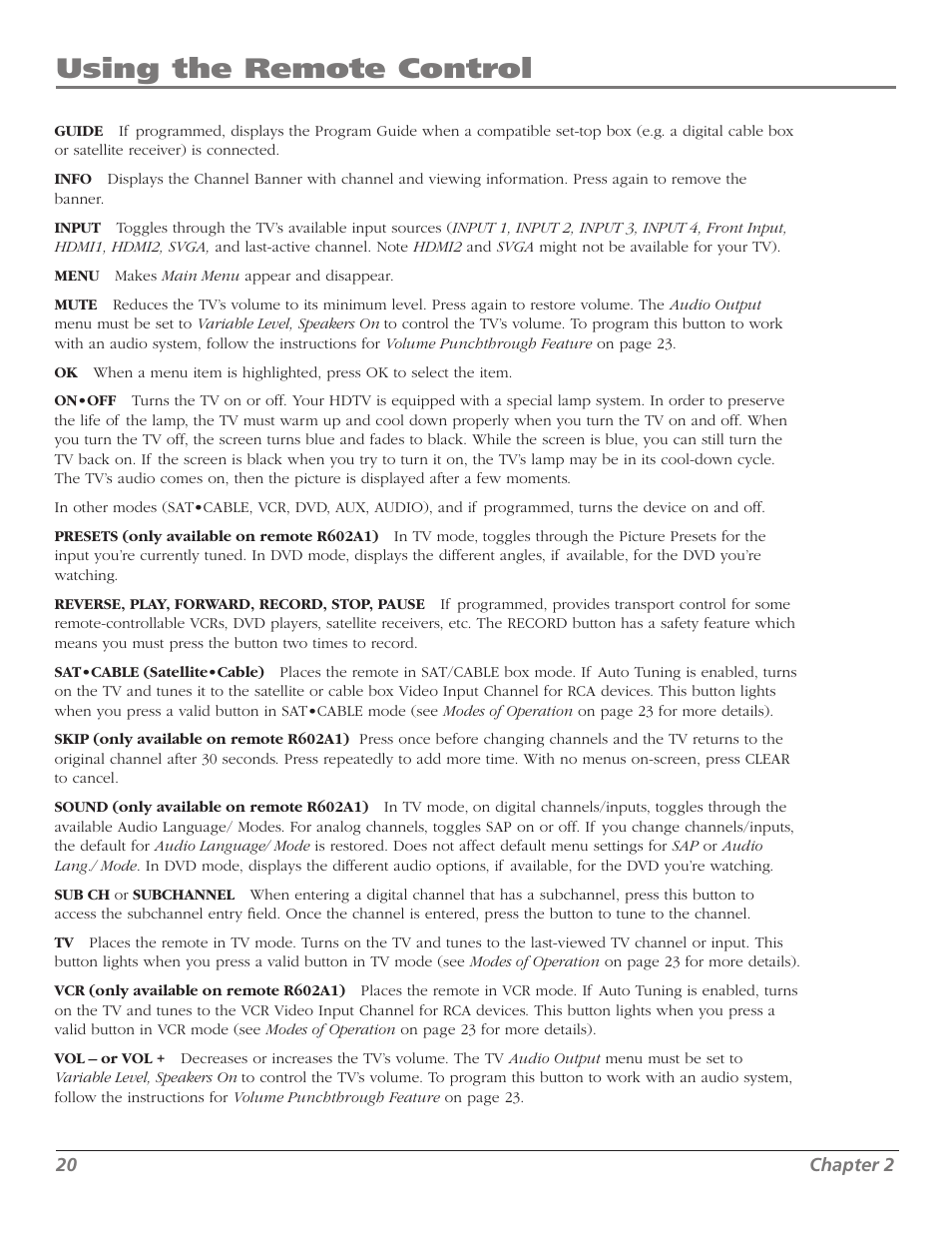 Using the remote control | RCA Scenium M50WH187 User Manual | Page 22 / 64