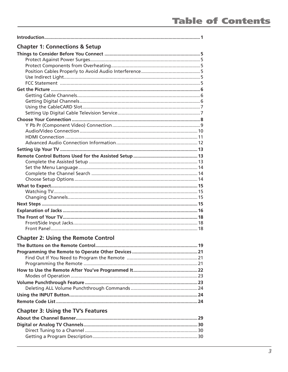 RCA Scenium M50WH187 User Manual | Page 5 / 64