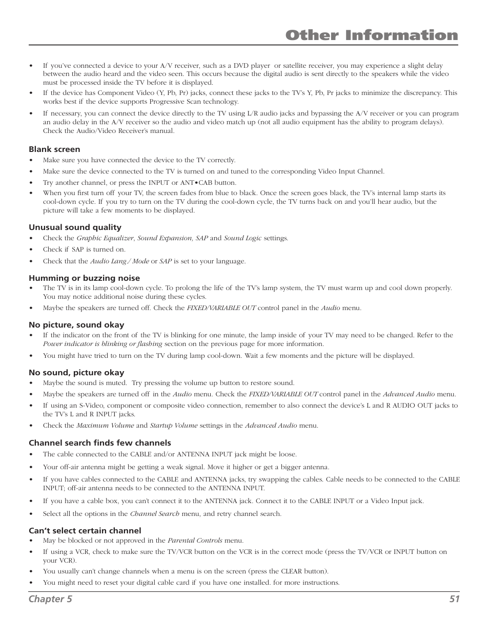 Other information | RCA Scenium M50WH187 User Manual | Page 53 / 64