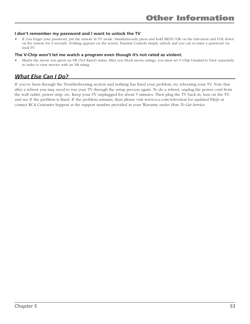 Other information, What else can i do | RCA Scenium M50WH187 User Manual | Page 55 / 64