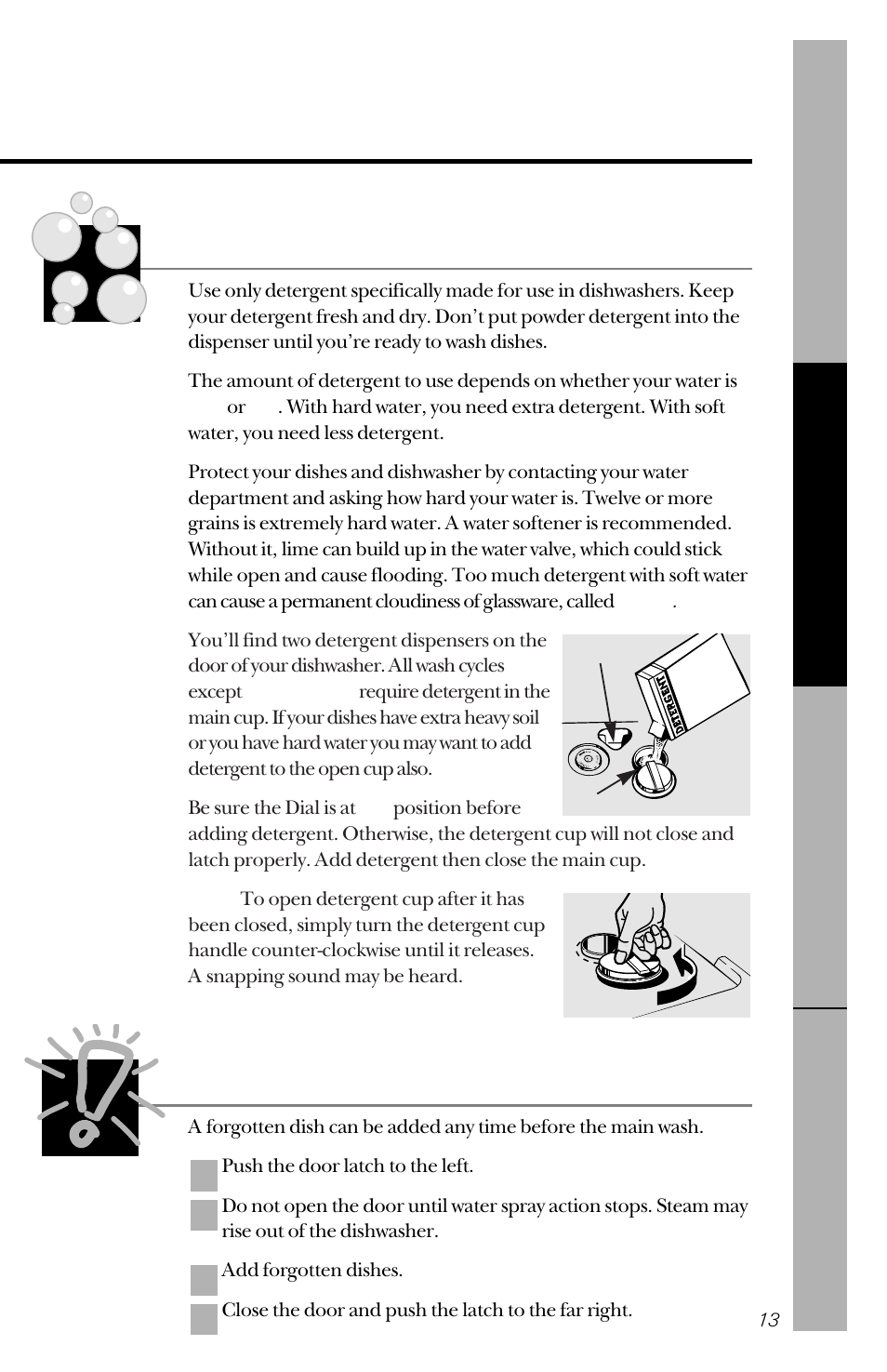 Proper use of detergent, Forget to add a dish | RCA PSD3420 User Manual | Page 13 / 32