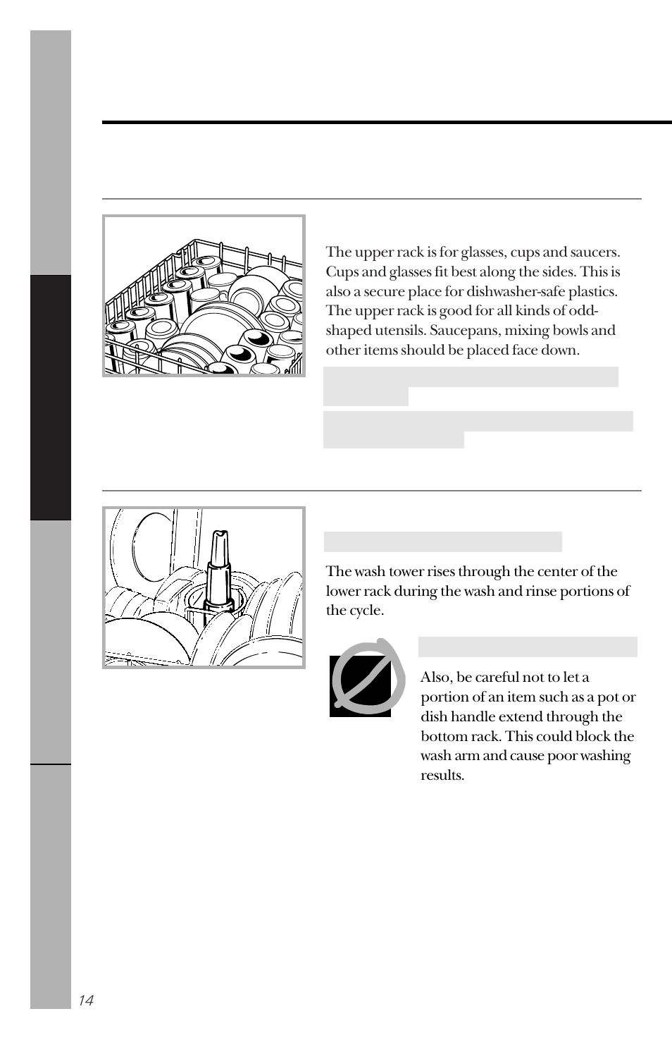 Loading the dishwasher racks, Loading the dishwasher racks , 15 | RCA PSD3420 User Manual | Page 14 / 32
