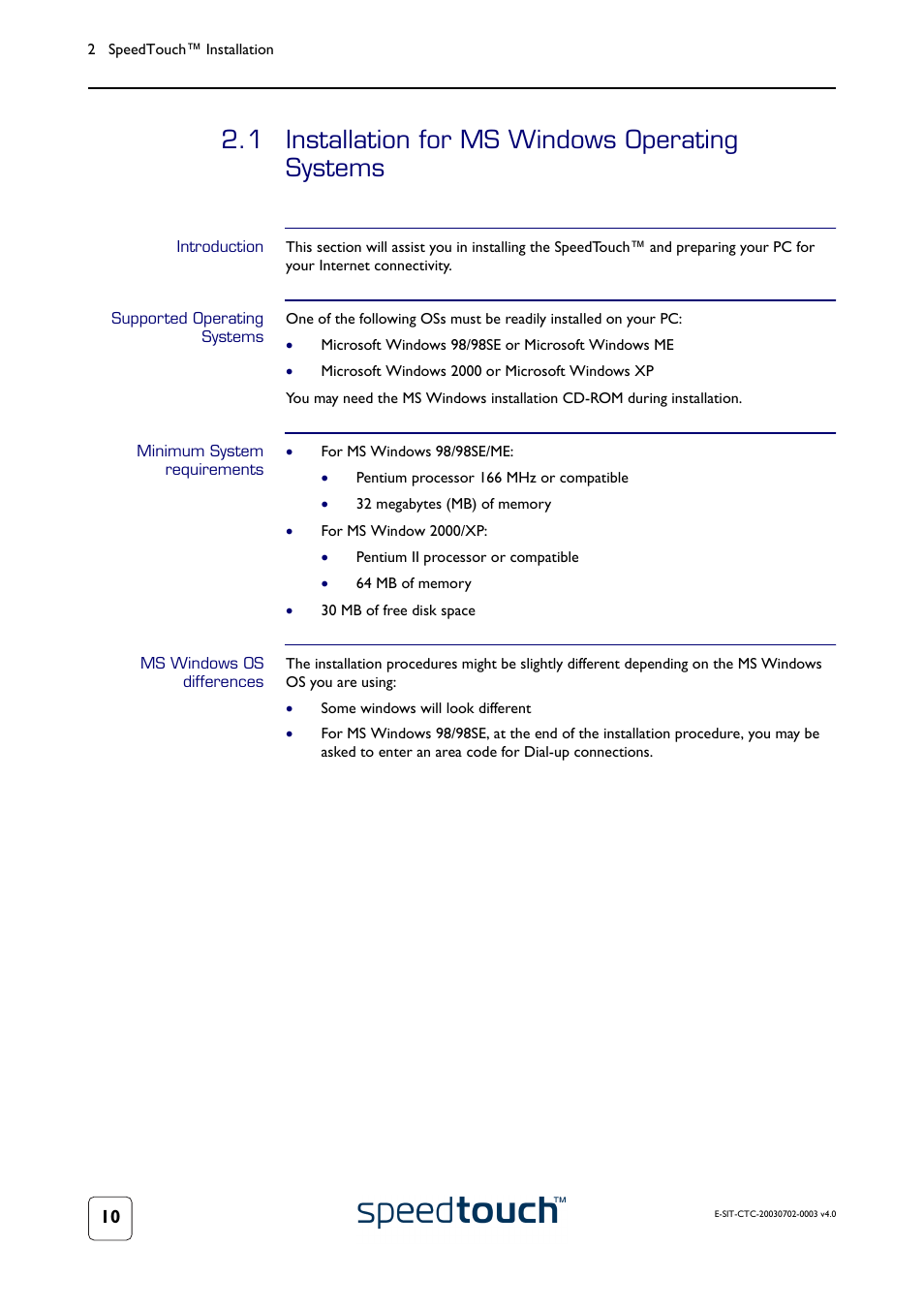 1 installation for ms windows operating systems, Introduction, Supported operating systems | Minimum system requirements, Ms windows os differences, Installation for ms windows operating systems, Oceed with | RCA 300 Series User Manual | Page 12 / 64