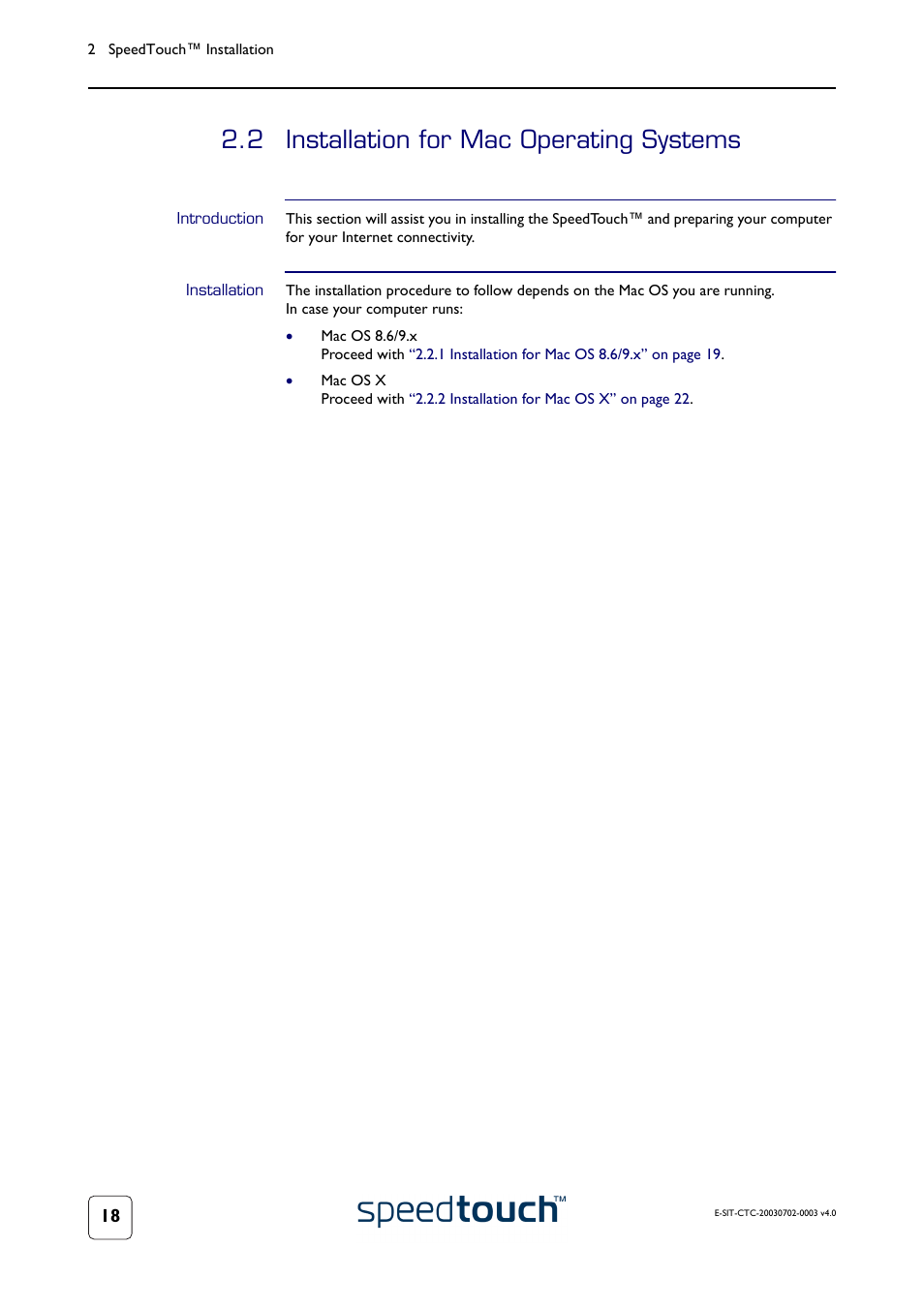 2 installation for mac operating systems, Introduction, Installation | Installation for mac operating systems, Oceed with | RCA 300 Series User Manual | Page 20 / 64