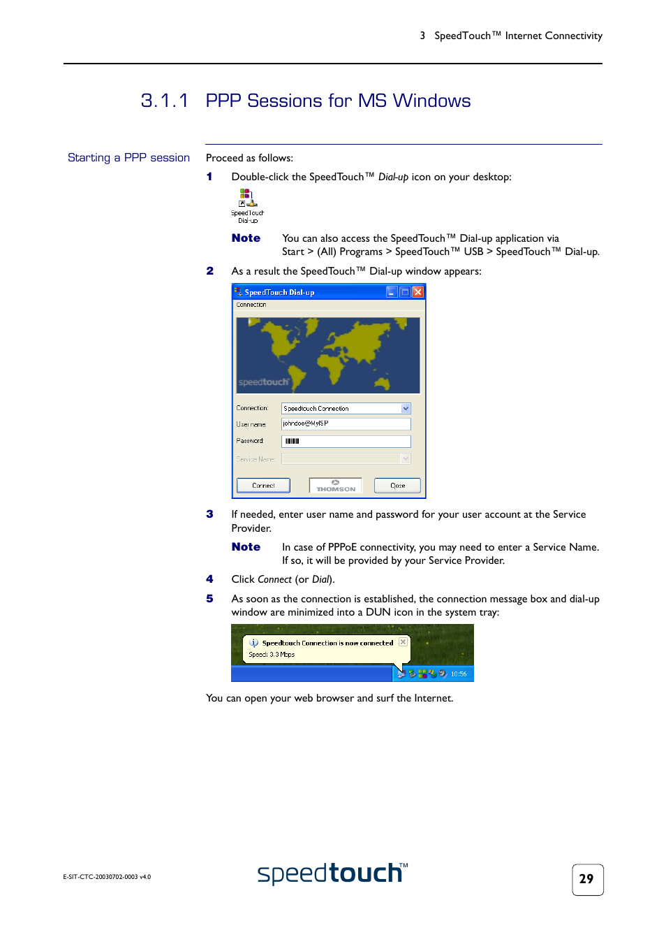 1 ppp sessions for ms windows, Starting a ppp session, Ppp sessions for ms windows | RCA 300 Series User Manual | Page 31 / 64