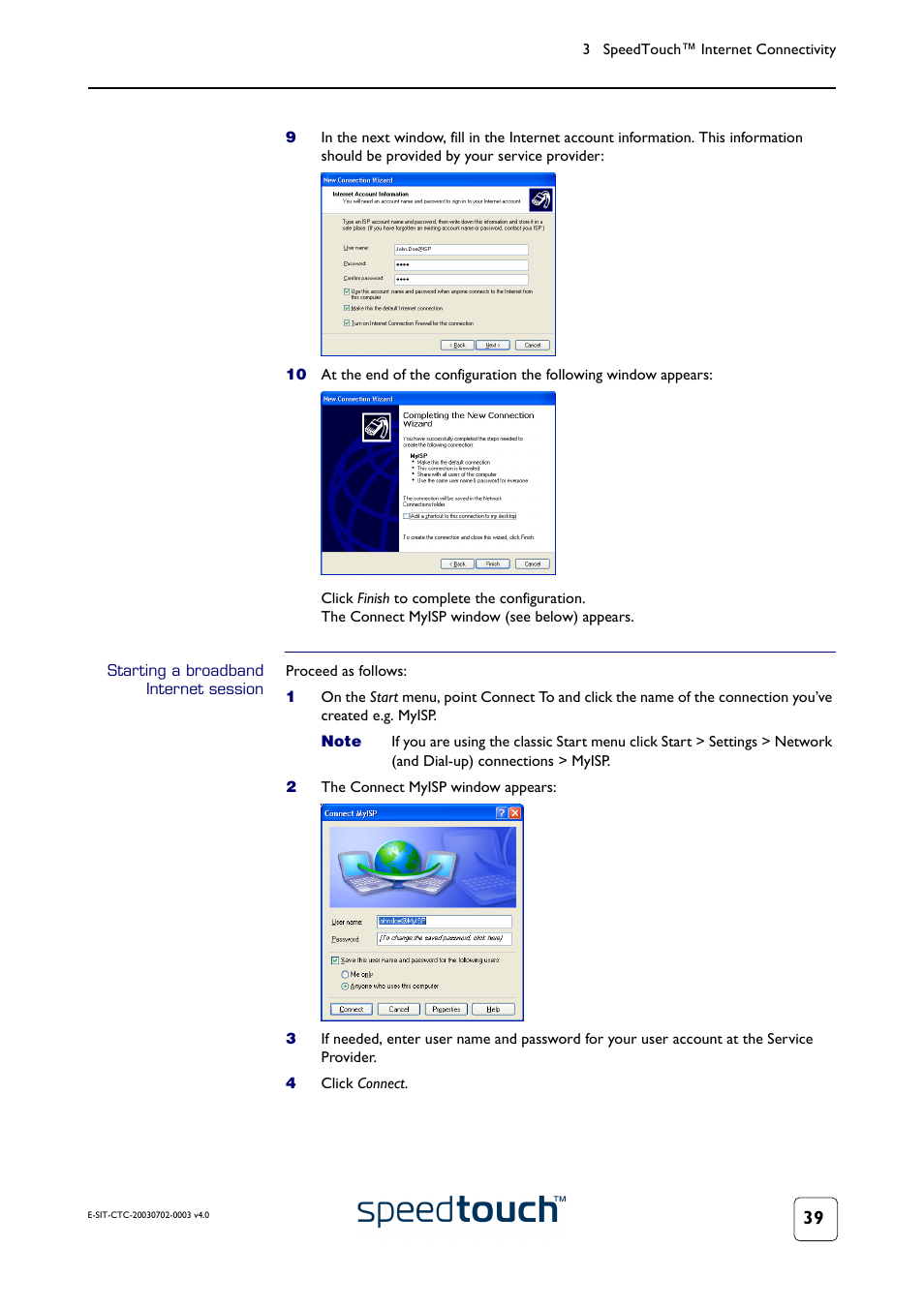 Starting a broadband internet session | RCA 300 Series User Manual | Page 41 / 64