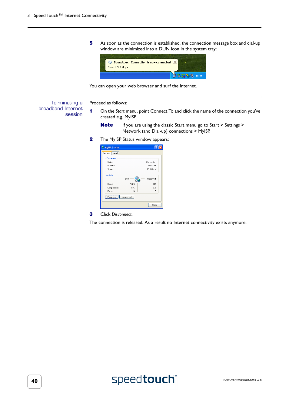 Terminating a broadband internet session | RCA 300 Series User Manual | Page 42 / 64