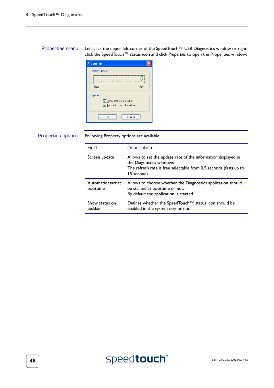 Properties menu, Properties options | RCA 300 Series User Manual | Page 50 / 64