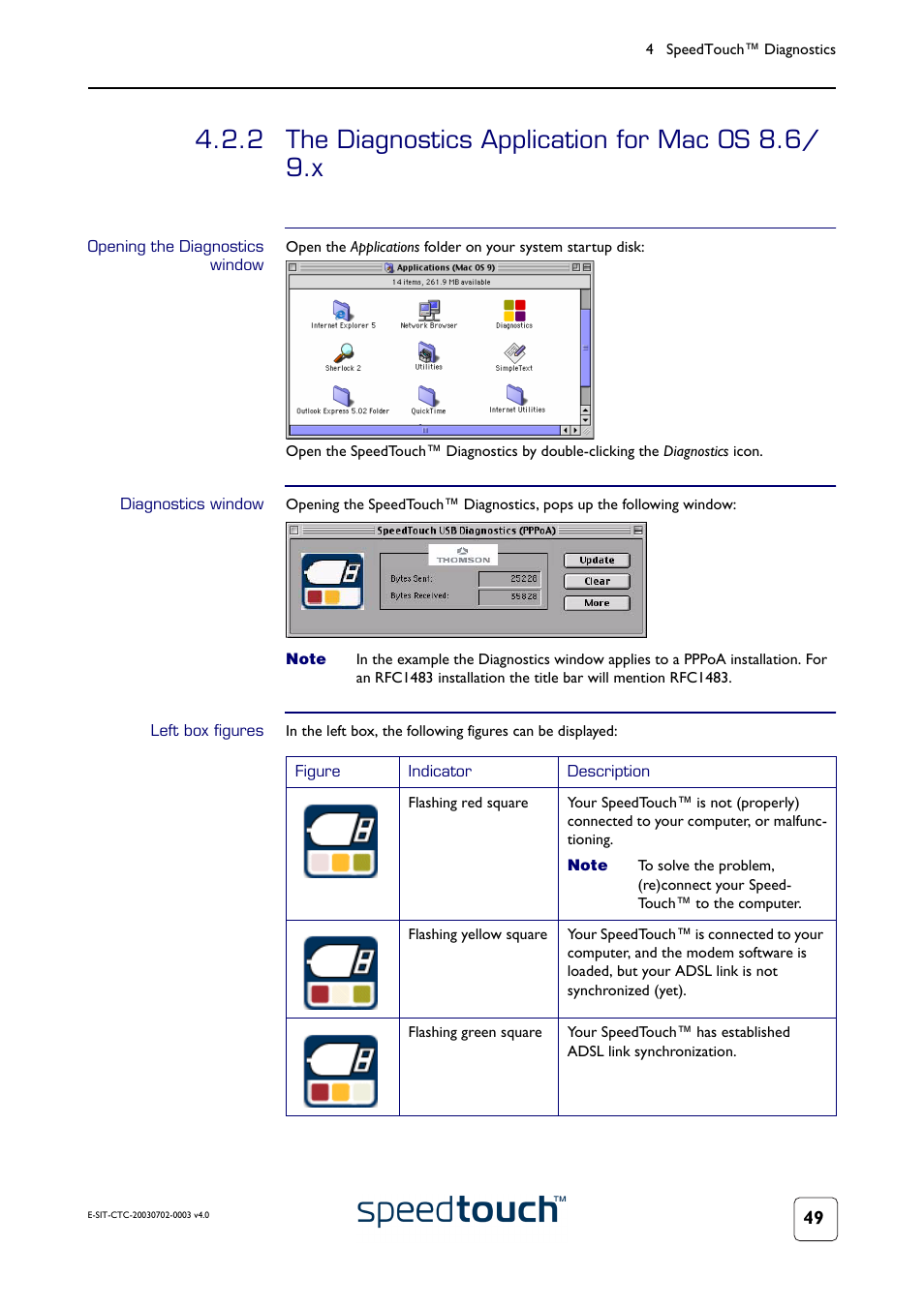 2 the diagnostics application for mac os 8.6/ 9.x, Opening the diagnostics window, Diagnostics window | Left box figures, The diagnostics application for mac os 8.6/9.x | RCA 300 Series User Manual | Page 51 / 64