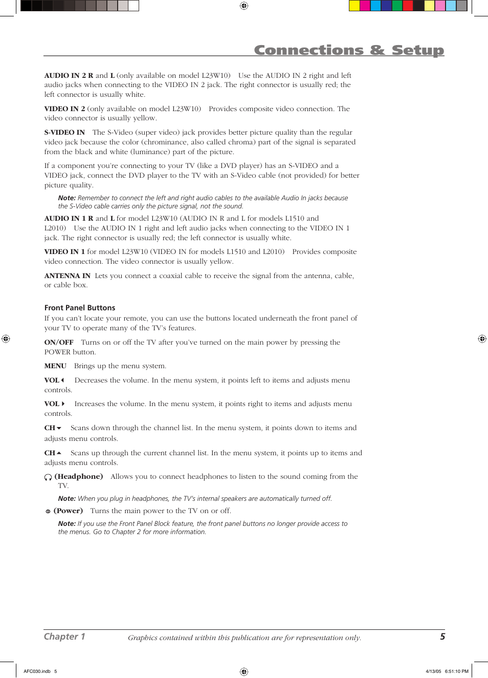 Connections & setup | RCA L23W10 User Manual | Page 9 / 36