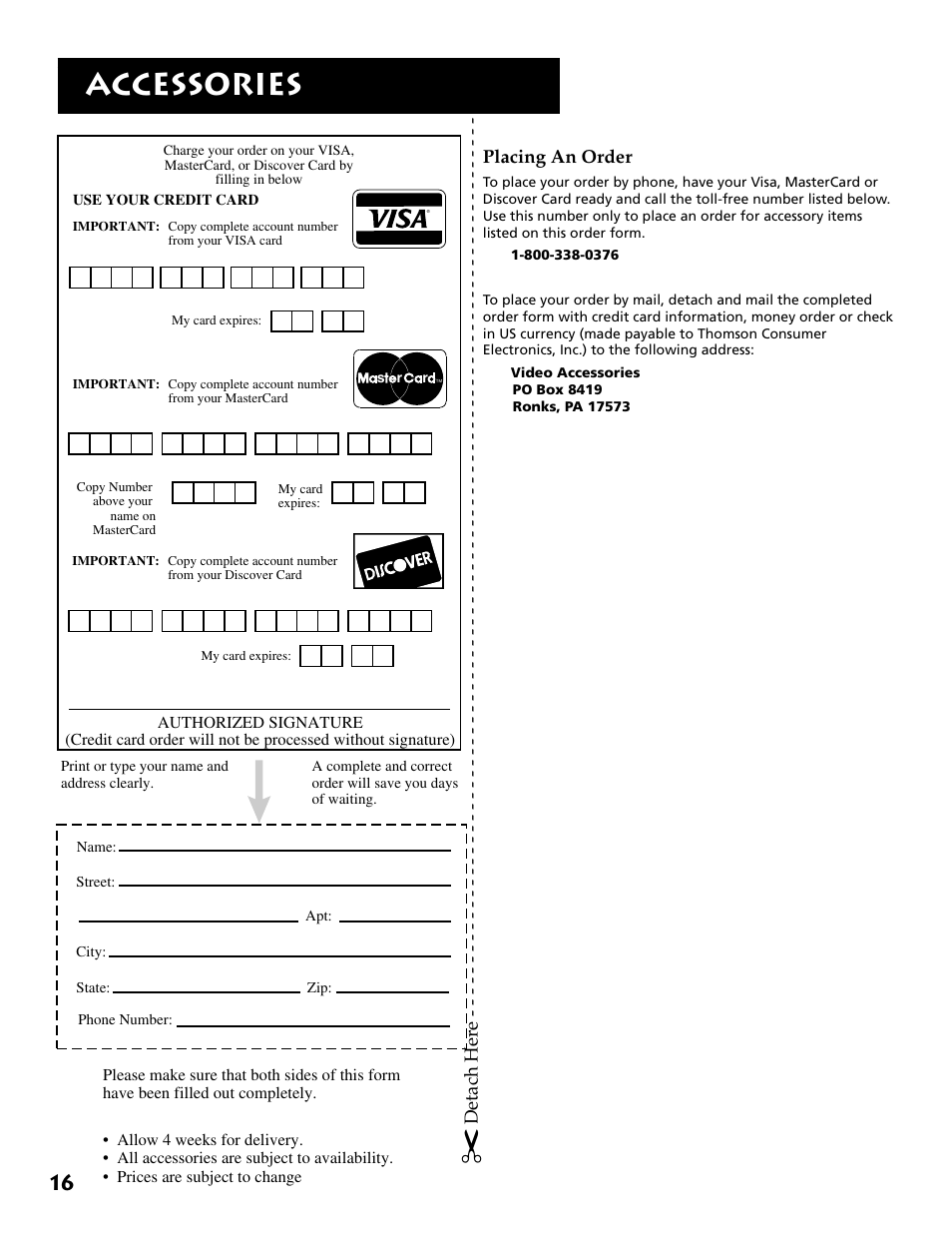 Accessories | RCA RCU500 User Manual | Page 18 / 20