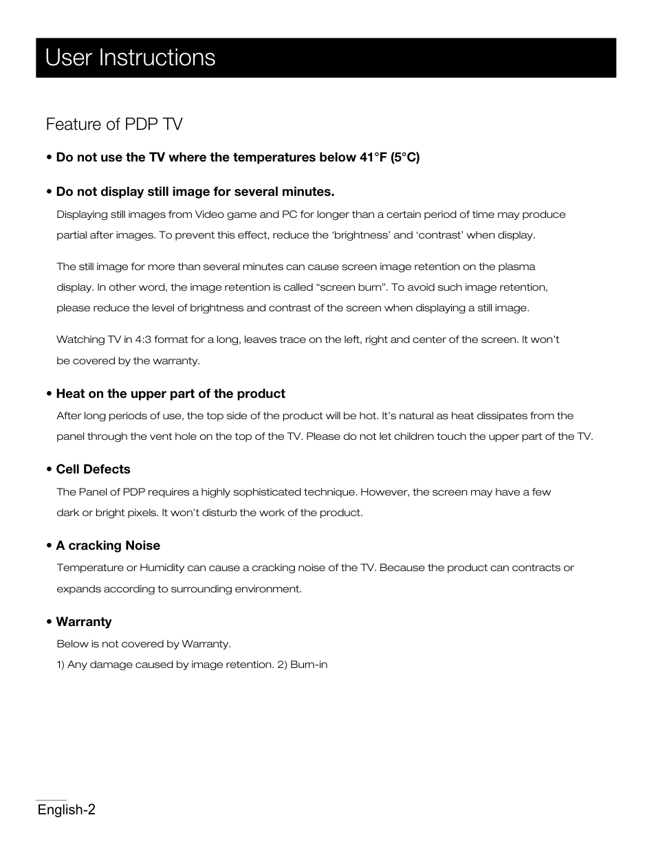 Ii.pdf, User instructions, Feature of pdp tv | RCA 42PA30RQ User Manual | Page 3 / 88