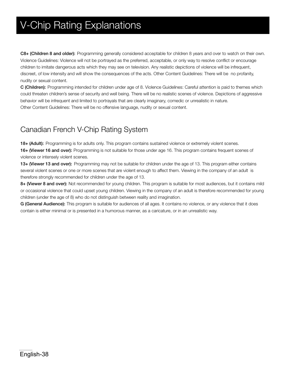 P36.pdf, V-chip rating explanations | RCA 42PA30RQ User Manual | Page 39 / 88