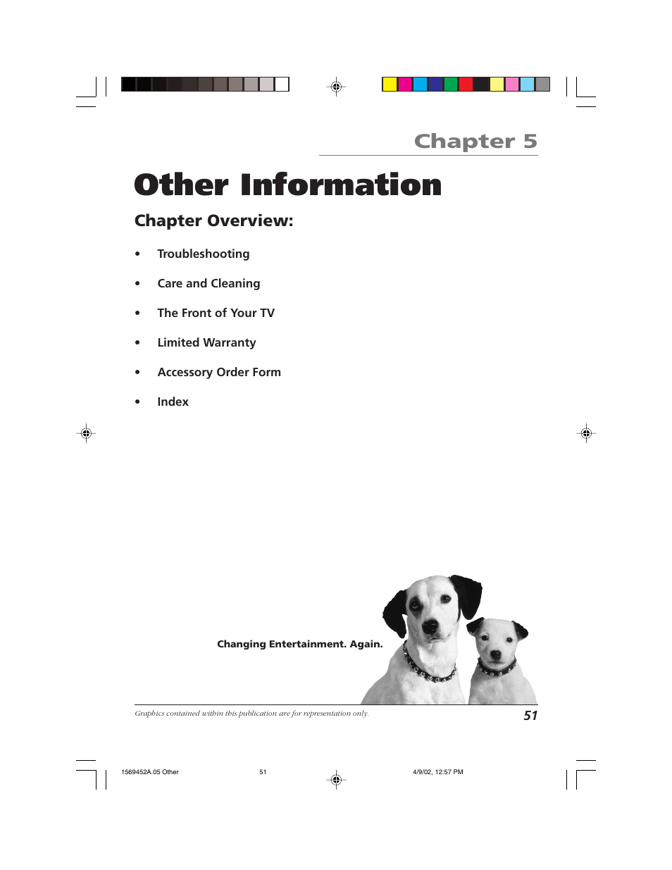 Other information, Chapter 5, Chapter overview | RCA F20TF10 User Manual | Page 53 / 64