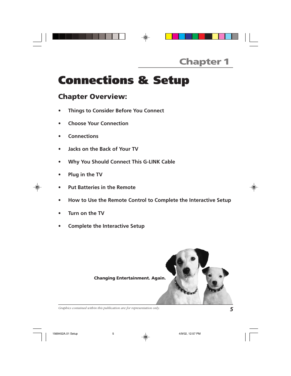 Connections & setup, Chapter 1, Chapter overview | RCA F20TF10 User Manual | Page 7 / 64