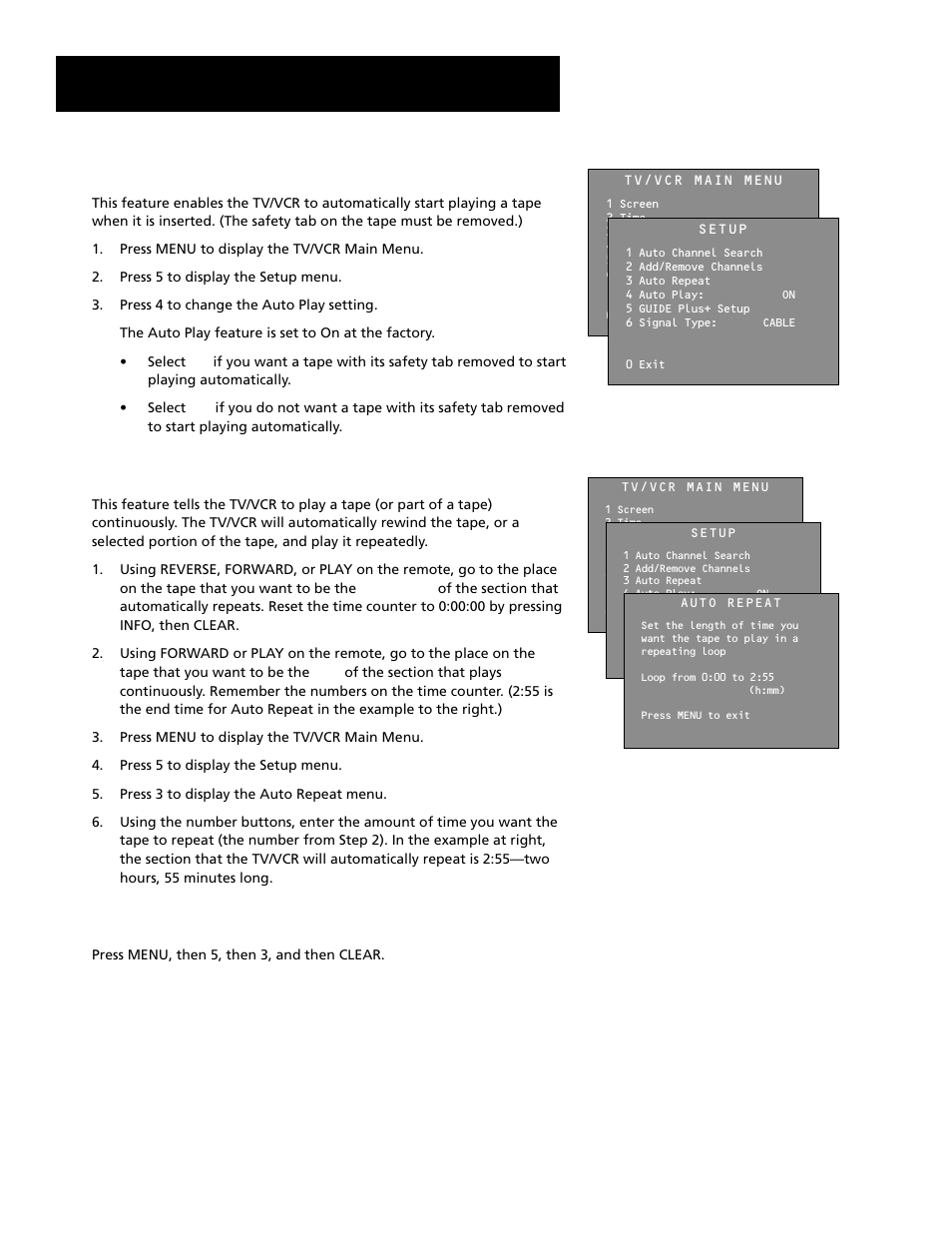 Operating instructions, Auto play feature, Auto repeat feature | RCA T19067 User Manual | Page 27 / 64