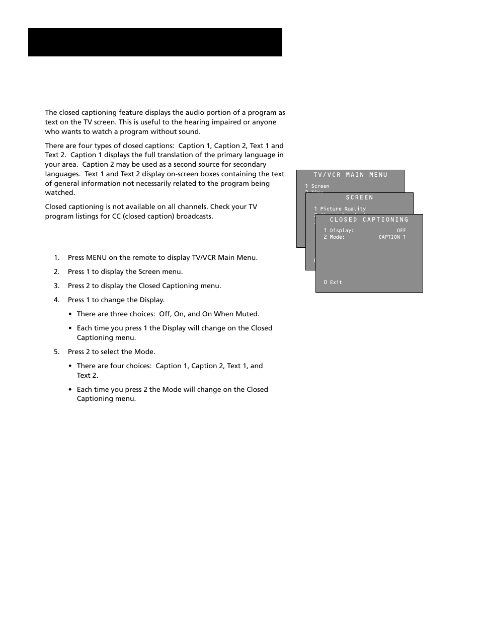 Features and controls, 35 about closed captioning | RCA T19067 User Manual | Page 37 / 64