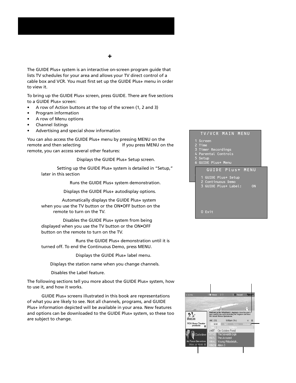 Features and controls, Using the guide pi, System | RCA T19067 User Manual | Page 46 / 64