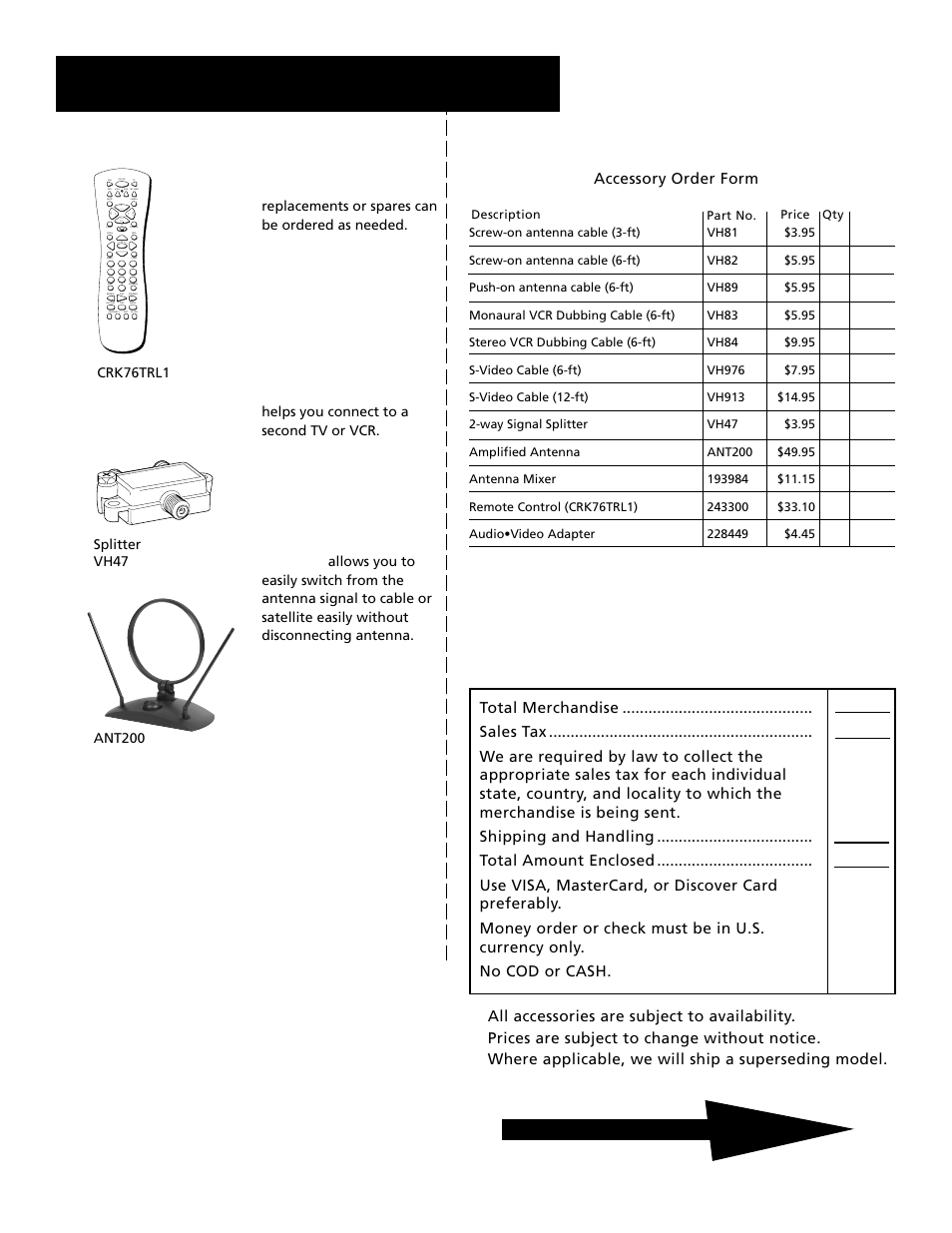 Reference, Detach her e, Accessory order form | Please complete other side also | RCA T19067 User Manual | Page 61 / 64