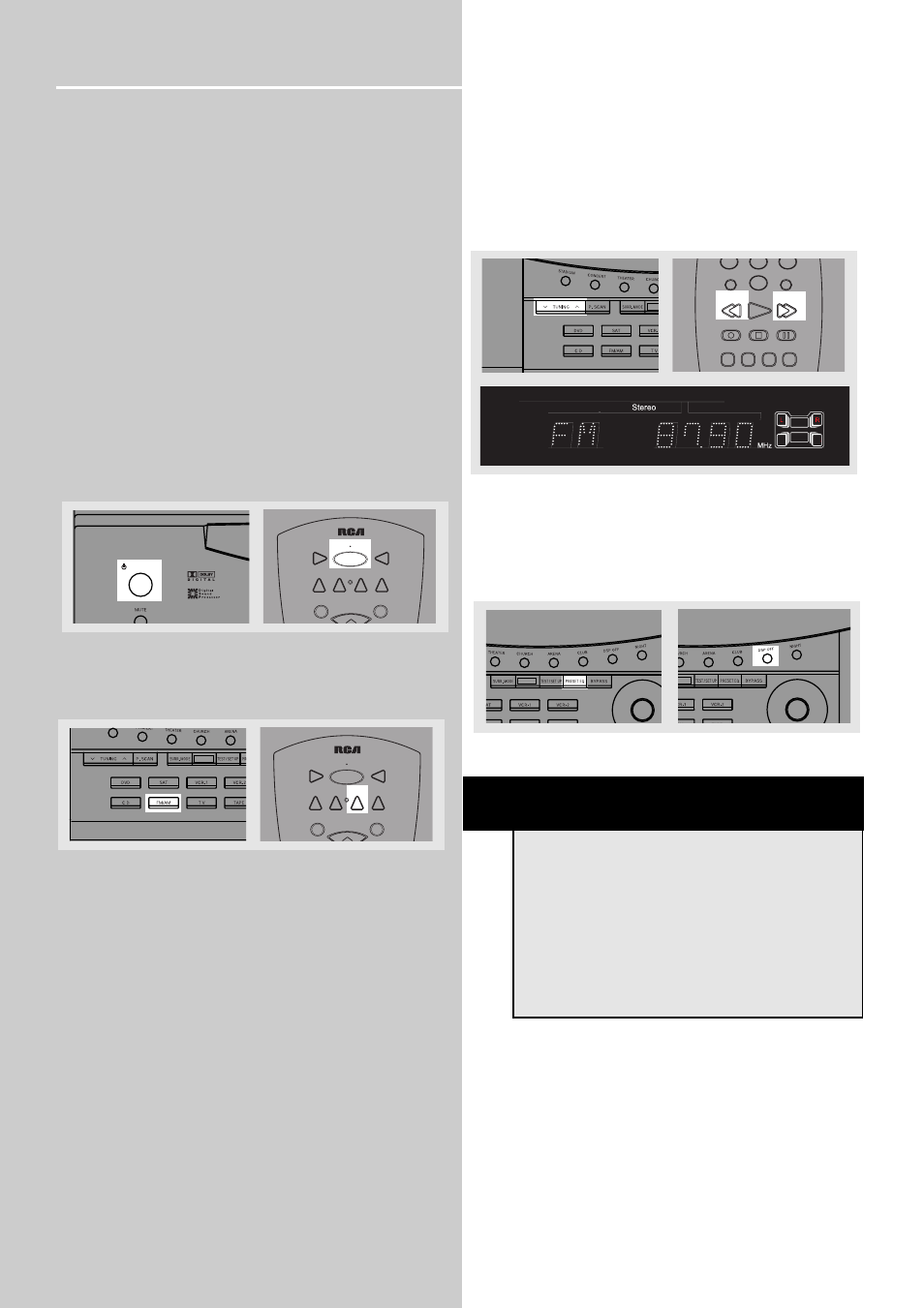 Operating your receiver, Operating the radio, Manual tuning | RCA RT2250 User Manual | Page 18 / 31