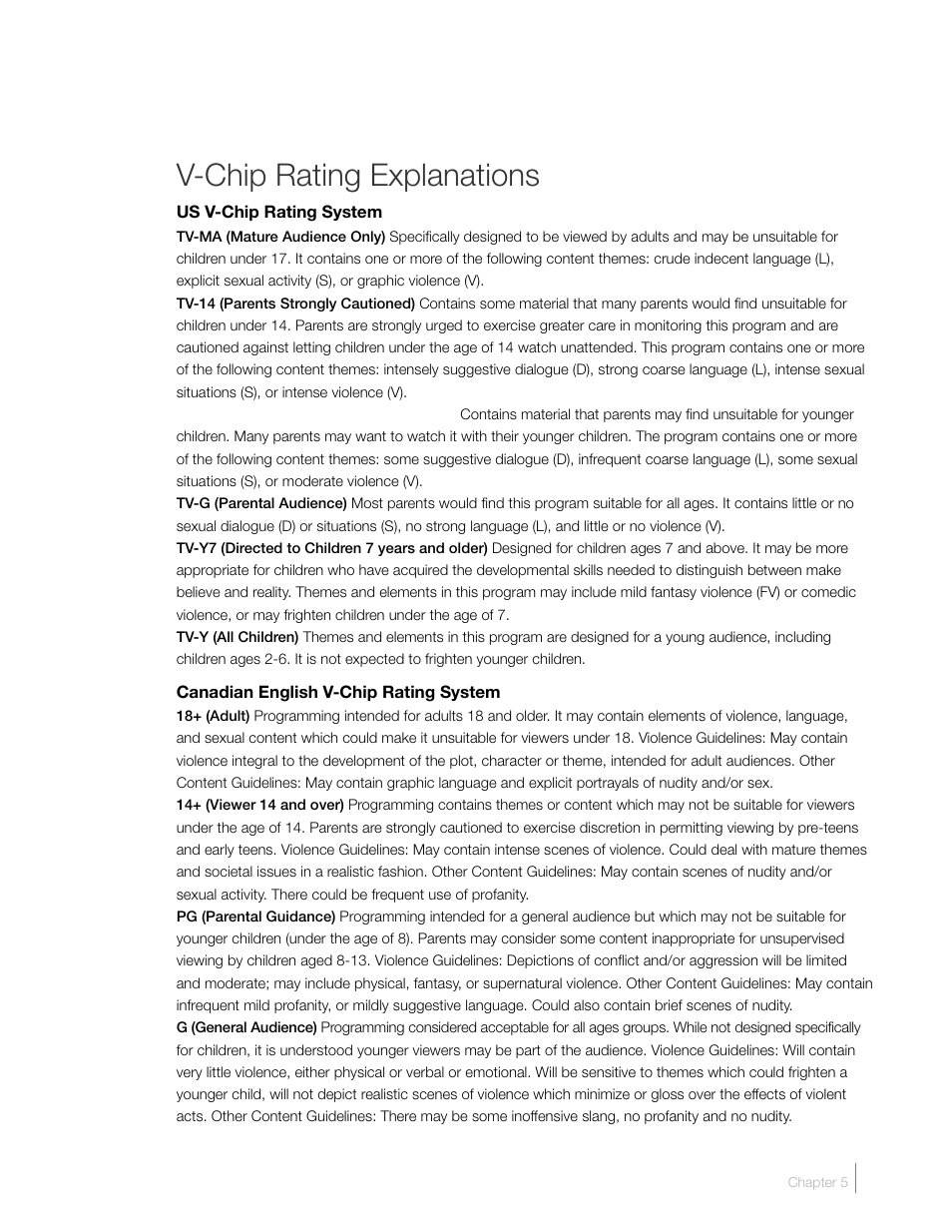 V-chip rating explanations | RCA L46FHD2X48 User Manual | Page 45 / 52