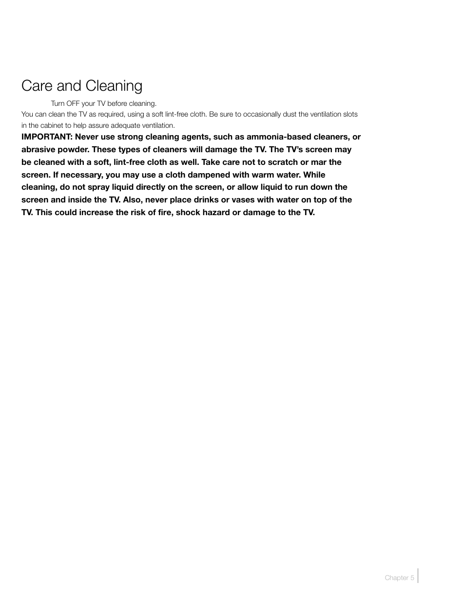 Care and cleaning | RCA L46FHD2X48 User Manual | Page 51 / 52