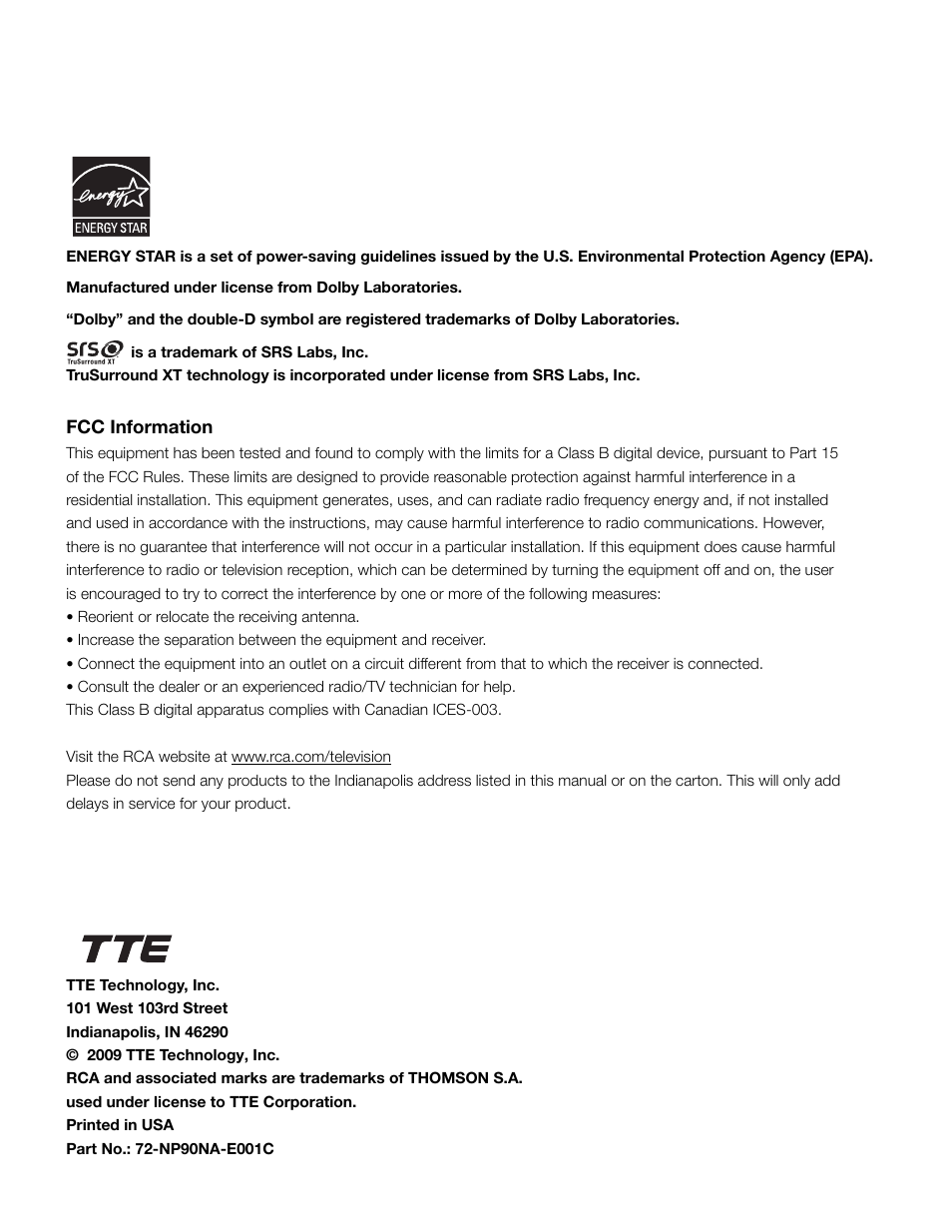 RCA L46FHD2X48 User Manual | Page 52 / 52