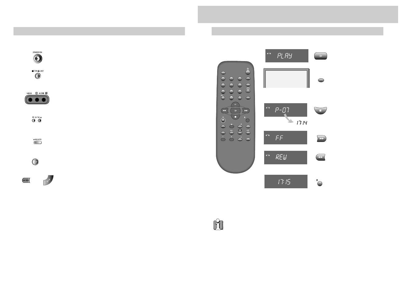 Playing cassettes, Play, Front panel controls | RCA BLD-6HD1 User Manual | Page 8 / 17