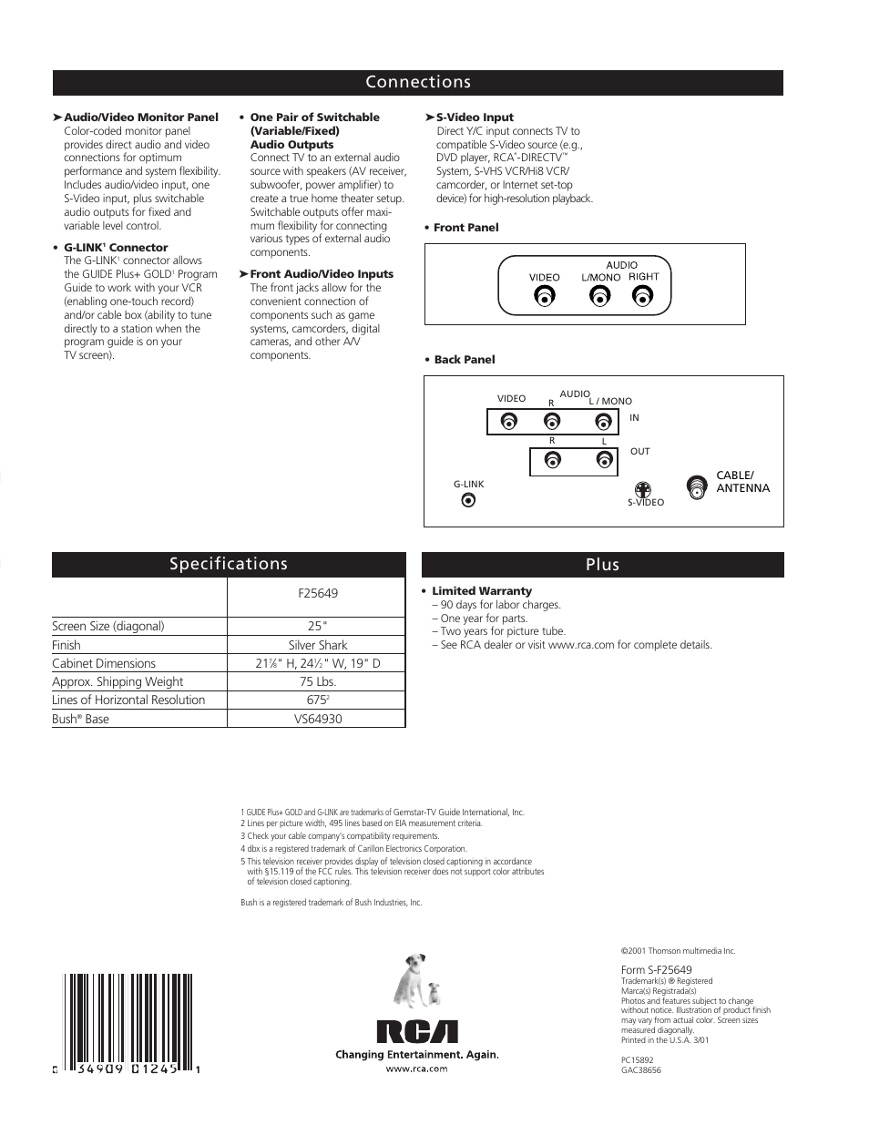 Te levi s io n | RCA F25649 User Manual | Page 4 / 4