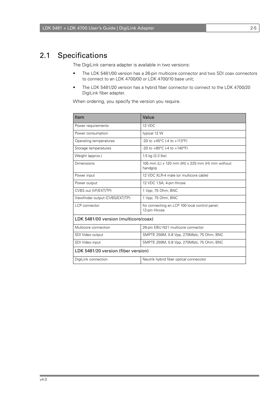 1 specifications | RCA LDK 5481 User Manual | Page 15 / 48