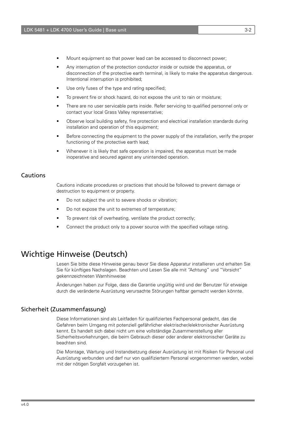 Wichtige hinweise (deutsch), Cautions, Sicherheit (zusammenfassung) | RCA LDK 5481 User Manual | Page 30 / 48